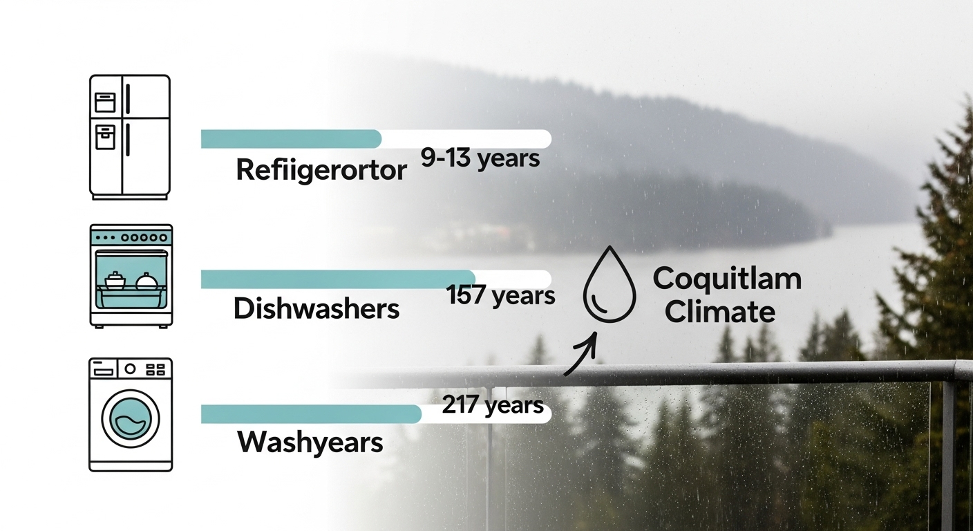 Infographic showing the average lifespan of various home appliances
