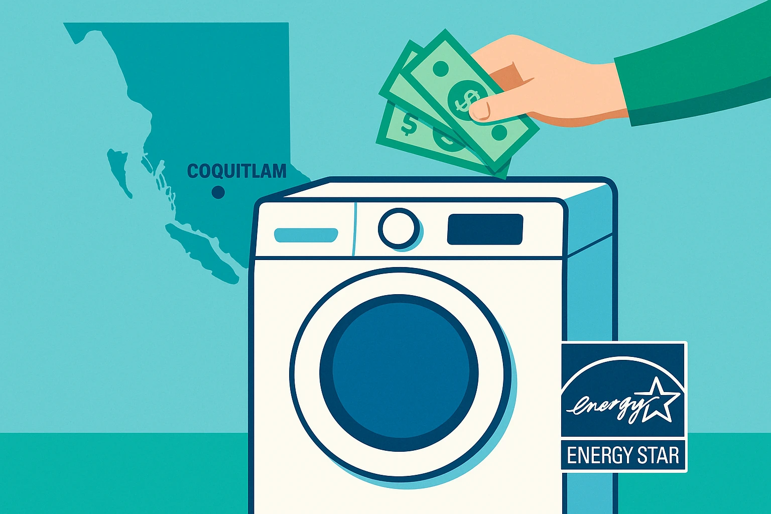BC Hydro logo with information about rebates for energy-efficient appliances