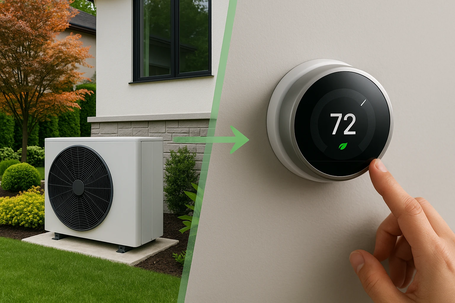 A modern heat pump unit and smart thermostat in a Coquitlam home.