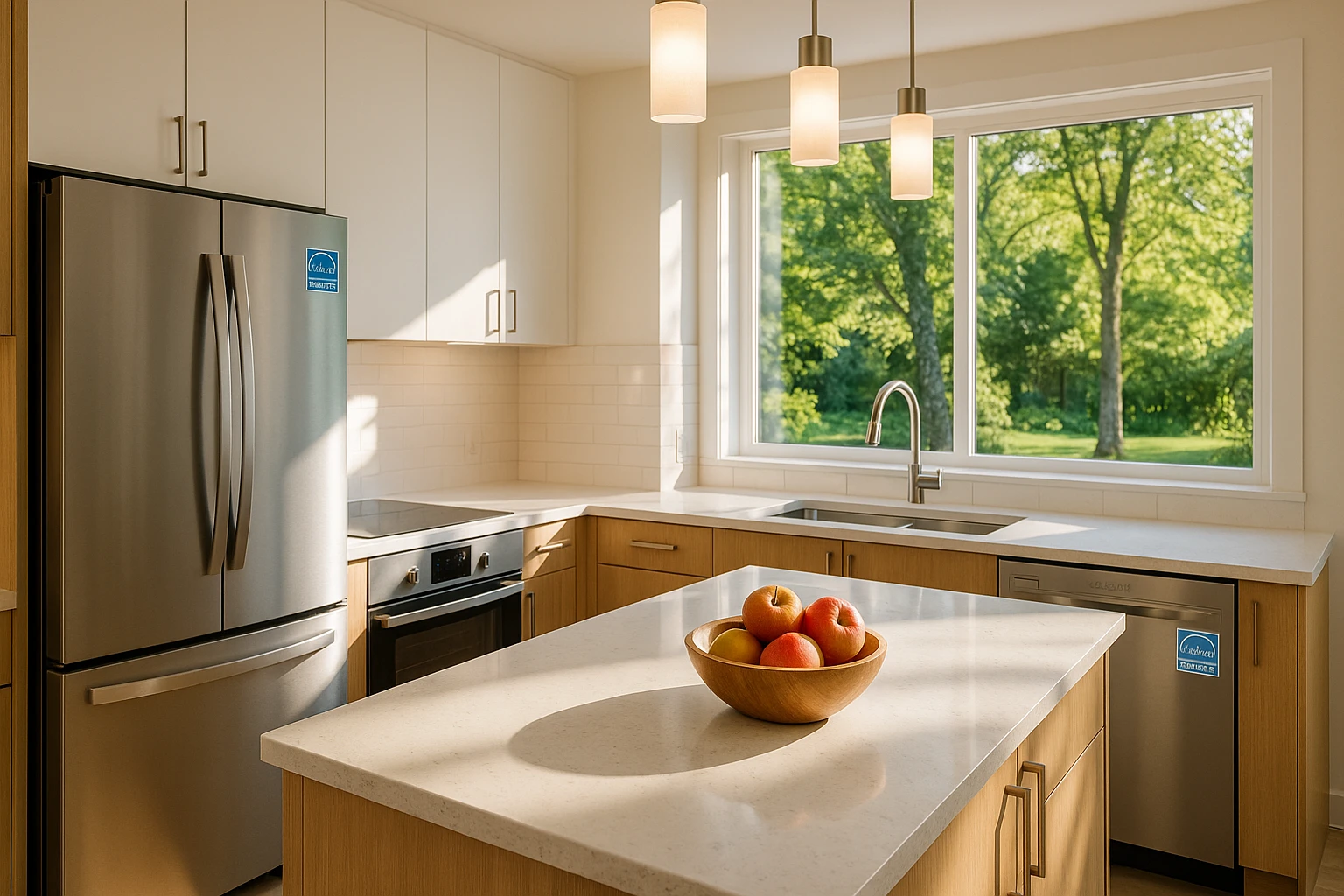 A modern kitchen with energy-efficient appliances.