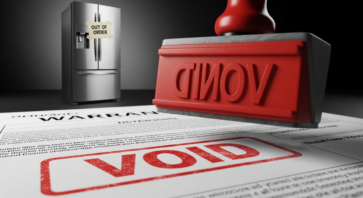 A voided warranty document highlighting the consequences of improper installation
