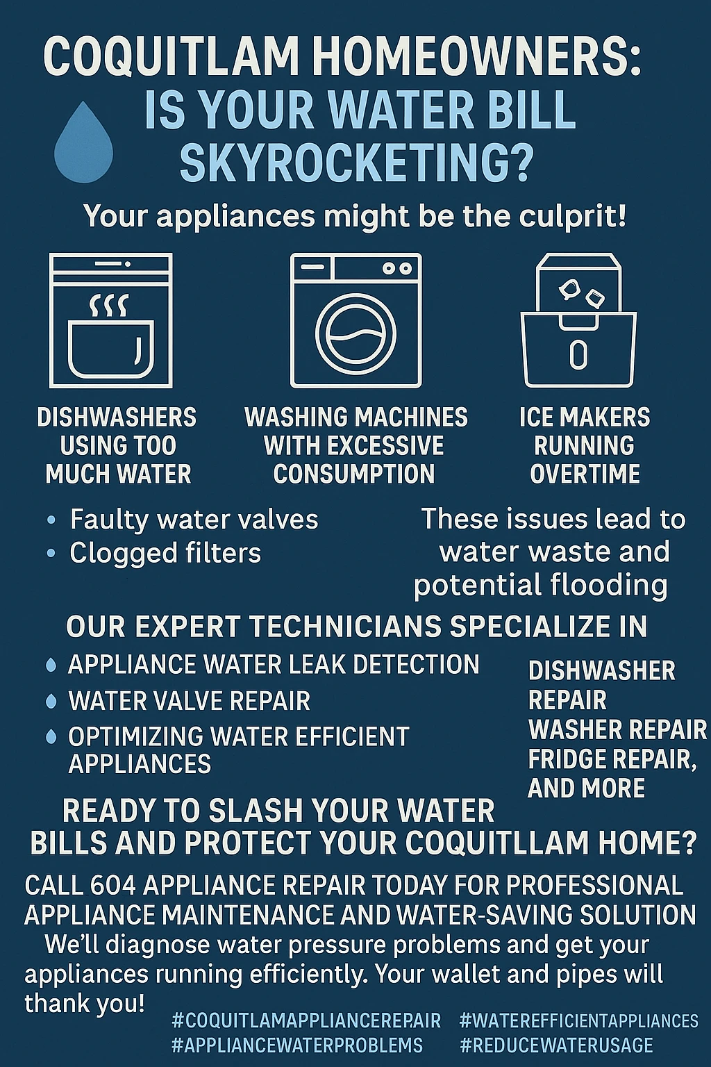 Infographic of key takeaways on appliance water consumption.
